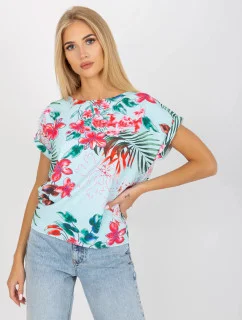 Dámská halenka WN BZ 4008-3.80 Světle modrá s květy - RUE PARIS