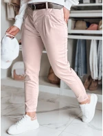 Dámské chinos kalhoty s páskem MODELA růžové FashionStreet UY2569