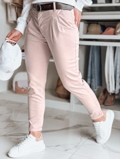 Dámské chinos kalhoty s páskem MODELA růžové FashionStreet UY2569