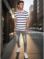 Pánská pruhovaná polokošile bílá FashionStreet PX0645