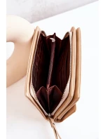 Velká Kožená Peněženka Na Zip béžový Loreaine