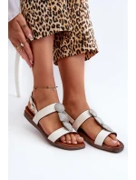 Dámské Ploché Sandály S Ozdobami Sergio Leone SK072H Bílé