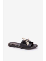 Pantofle S Dekorací Přírodní Kůže Zazoo 3574/Z Černé