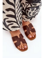 Dámské Plné Sandály S Výřezy Tmavě Hnědé Salyra