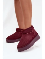 Módní semišové nízké sněhule bordó Nucca