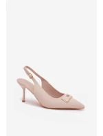 Dámské Sandály na Podpatku S Dekorativním Detalem Světle Béžové Lurella