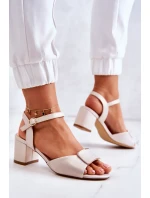 Kožené Sandály Na Vysokém Podpatku Béžová Lorisa