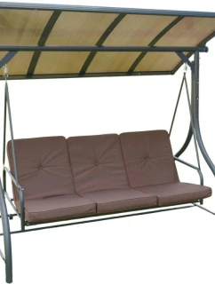 3MÍSTNÁ ZAHRADNÍ HOUPAČKA 194X120X173CM ZOSIA S POLYKARBONÁTOVOU STŘÍŠKOU