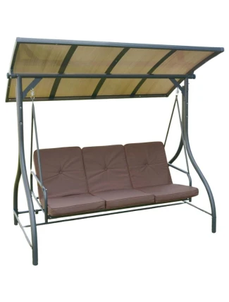 3MÍSTNÁ ZAHRADNÍ HOUPAČKA 194X120X173CM ZOSIA S POLYKARBONÁTOVOU STŘÍŠKOU