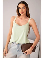 Dámský top na ramínkách s krajkovým zakončením mentolová Dámský top na ramínkách s krajkovým zakončením mentolová