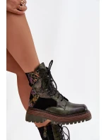 Kožené workery dámské na platformě Maciejka 07104-09 tmavě zelené