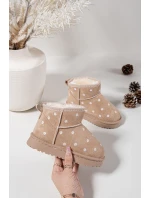 Dětské sněhule zdobené květinami Gracina – béžové