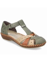 Dámské pohodlné sandály na suchý zip se zabudovanou špičkou zelené Rieker M1655-54