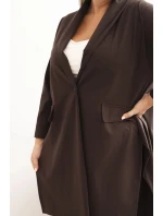 Dámská narzutka Plus Size Punto s bavlnou na knoflík hnědá