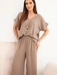 Komplet s náhrdelníkem halenka + kalhoty fango