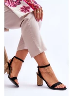 Semišové Sandály Na Spleteném Podpatku Černé Selila Semišové Sandály Na Spleteném Podpatku Černé Selila