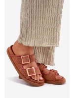 Dámské Sandały S Přezkami A Dekorativním Švem Hnědé Visley