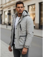 Pánská šedá zimní bunda s kapucí FashionStreet TX5107