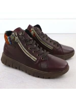 Dámské kožené traperky vínové Rieker N1305-35 Dámské kožené traperky vínové Rieker N1305-35