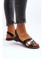Dámské černé kožené sandály Zazoo 40382