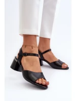 Dámské sandály na nízkém podpatku z ekologické kůže Sergio Leone SK876 Černé
