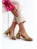 Dámské Sandály na Podpatku z Ekologického Semiše Zelené Leisha