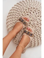 Dámské Ploché Sandály S Krystaly S.Barski KV51-079 Béžové