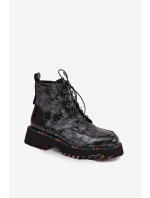 Kožené Lakované Dámské Kotníkové Boty Artiker 57C0065 Šedé