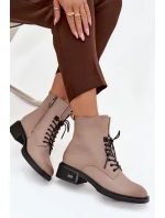 Dámské boty Vinceza – béžové, z pravé kůže, nízký podpatek, zateplené
