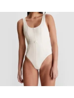 Dámské jednodílné plavky Monogram Rib KW0KW02151-PGA - Calvin Klein