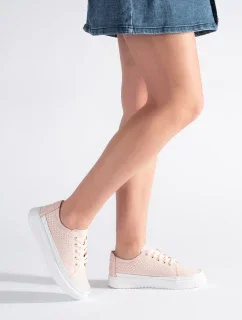 Pohodlné dámské tenisky růžové platforma