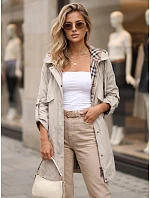 Dámská přechodová bunda typu parka s kapucí, béžová, FashionStreet TY5812 Dámská přechodová bunda typu parka s kapucí, béžová, FashionStreet TY5812