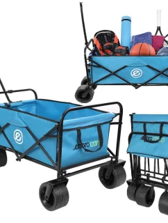 DELUXE SKLÁDACÍ TURISTICKÝ A PLÁŽOVÝ KABERET 66x48x90 cm S RUKOU MODRÝ