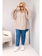 Dámská viskózová halenka Plus Size s volánovitým rukávem a výstřihem do V fango Dámská viskózová halenka Plus Size s volánovitým rukávem a výstřihem do V fango