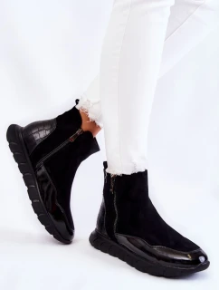 Semišové dámské kotníkové tenisky Vinceza 23-10789 Černé