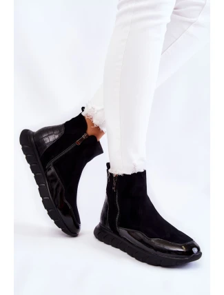 Semišové dámské kotníkové tenisky Vinceza 23-10789 Černé