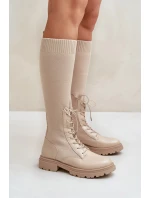 Šněrovací kozačky s elastickým svrškem černé Vamilena