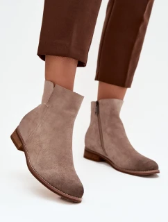 Dámské kotníkové boty na nízkém podpatku Vinceza 39961 béžové