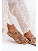 Dámské sandály se zdobením had eko kůže Artiker 56C1362 zlaté Dámské sandály se zdobením had eko kůže Artiker 56C1362 zlaté