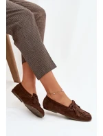 Dámské Mokasíny S Vázáním A Frézle Hnědé Glorina