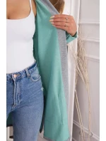 Dvoubarevná pelerína s kapucí 21679 mint+šedá - Kesi Dvoubarevná pelerína s kapucí 21679 mint+šedá - Kesi