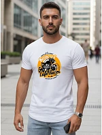 Pánské bavlněné tričko s potiskem motorky bílé FashionStreet NX5095R Pánské bavlněné tričko s potiskem motorky bílé FashionStreet NX5095R