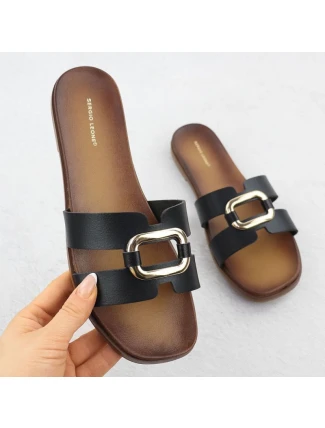 Dámské žabky s ornamentem černé Sergio Leone SK077H