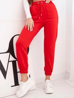 Dámské bavlněné kalhoty s gumou v pase červené