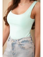 Dámská halenka na ramínkách s výstřihem mentolová