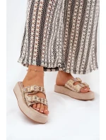 Dámské Sandały Na Platformě S Přezkami A Pleteninou Khaki Limme