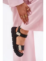 Kožené dámské sandály na platformě Zazoo 40443 černé