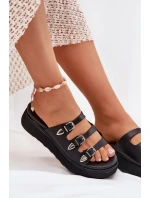 Dámské Klapky Na Platformě S Pásky Černé Nimiotte