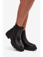 Kozačky kozačky na zip s dekorativními detaily zateplené černé Verisse