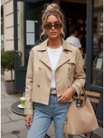 Dámský krátký elegantní kabát klasického střihu béžový FashionStreet NY0771